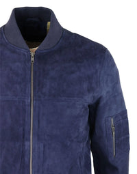 Muška bomber jakna od prave antilop kože, ležerna, Varsity Vintage, elegantna, tamnoplava
