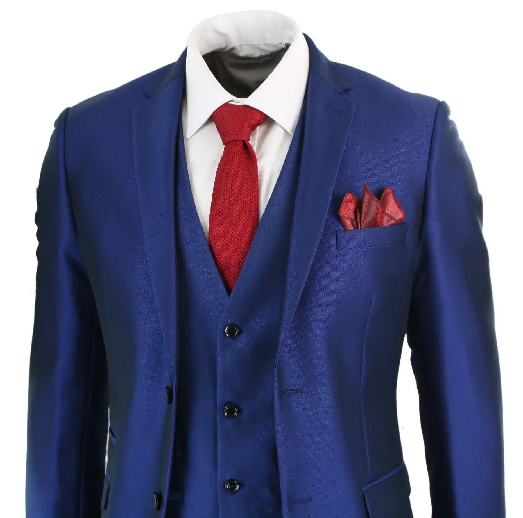 Muško odijelo od 3 dijela, sjajno plavo, za vjenčanje, maturalnu večer, krojeno, elegantno, formalno