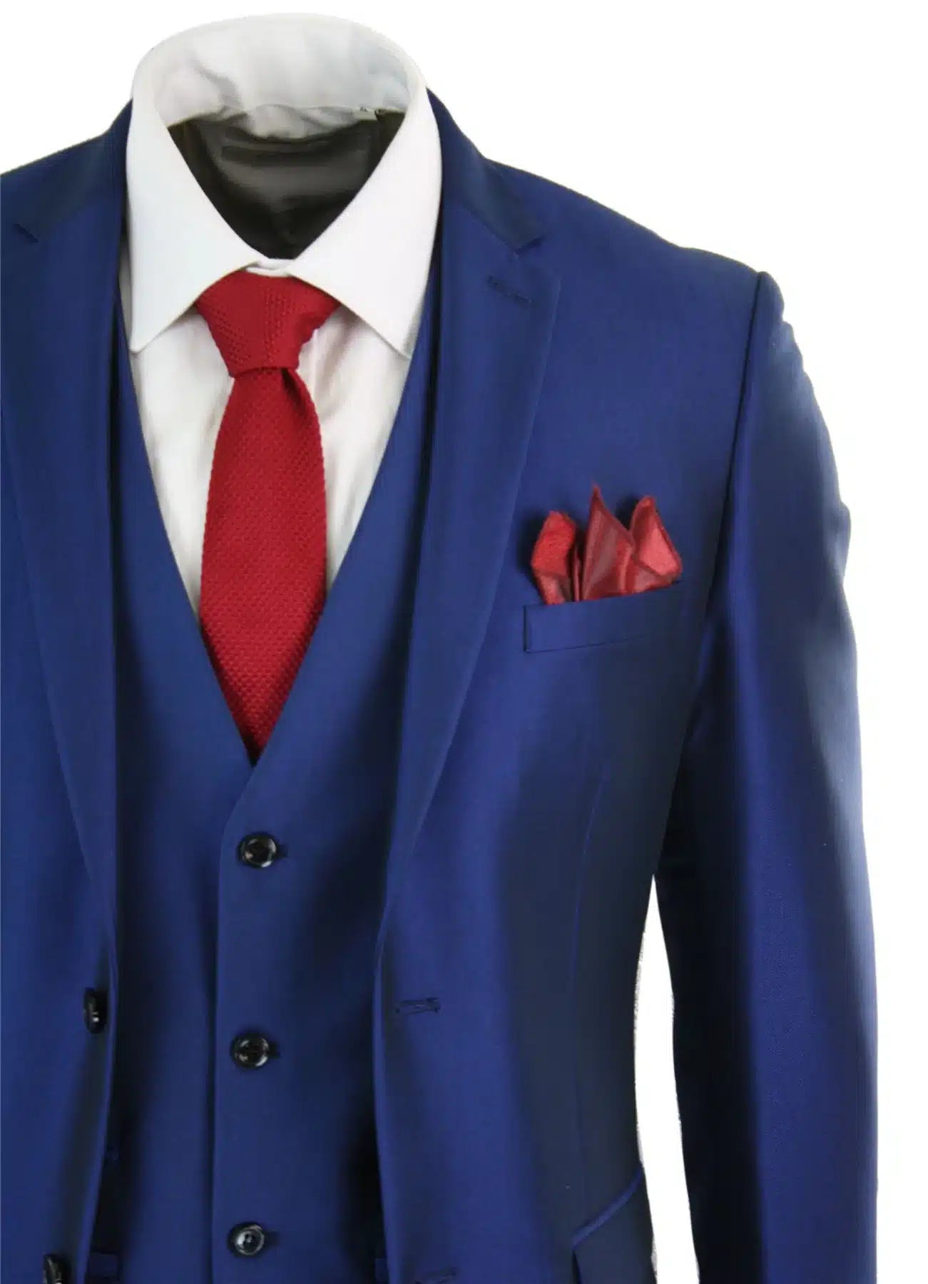 Muško odijelo od 3 dijela, sjajno plavo, za vjenčanje, maturalnu večer, krojeno, elegantno, formalno