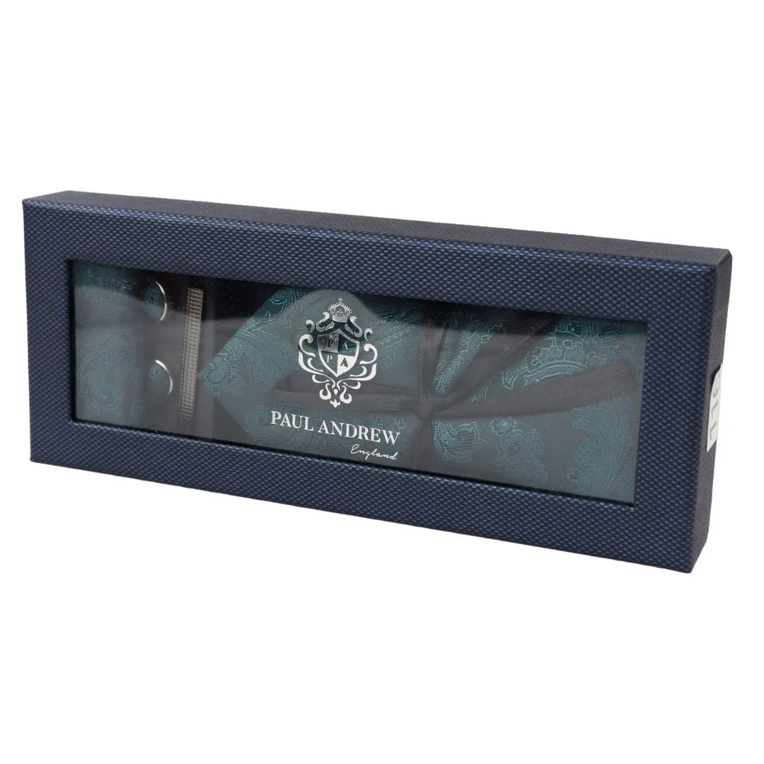 Poklon set za kravatu s paisley uzorkom, džepna maramica, manžete s cvjetnim satenom