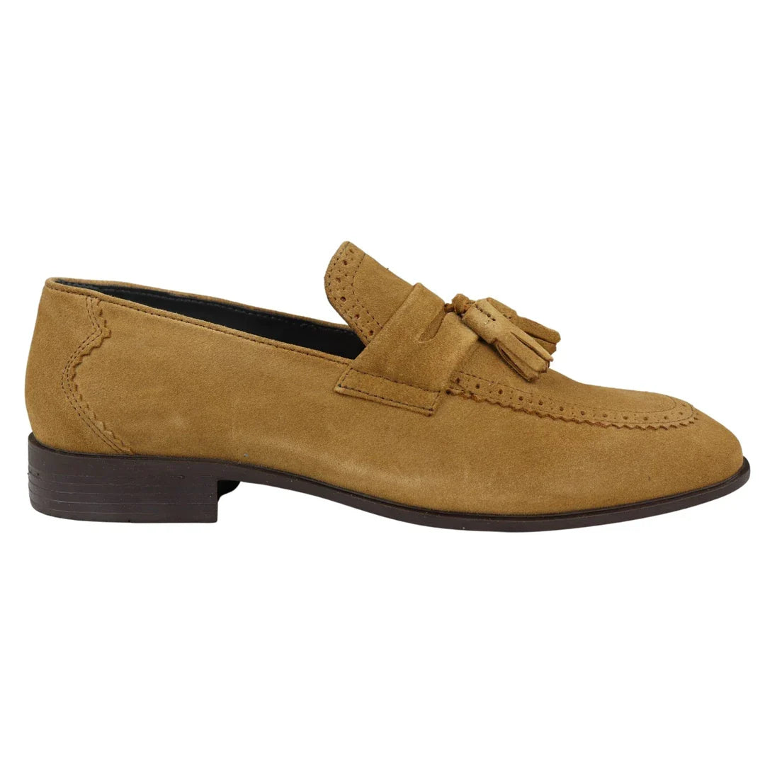 Muške slip-on mokasine, smeđe rese, pravi antilop, elegantne ležerne cipele, klasična haljina za vožnju