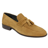 Muške slip-on mokasine, smeđe rese, pravi antilop, elegantne ležerne cipele, klasična haljina za vožnju