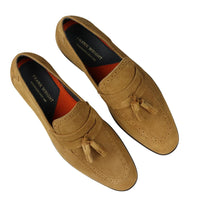 Muške slip-on mokasine, smeđe rese, pravi antilop, elegantne ležerne cipele, klasična haljina za vožnju