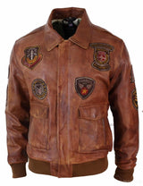 Muška pilotska bomber jakna Flying Pilot Vintage Smeđa s odvojivim crnim krznenim ovratnikom - Nevada Timber