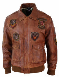 Muška pilotska bomber jakna Flying Pilot Vintage Smeđa s odvojivim crnim krznenim ovratnikom - Nevada Timber