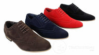 Patron 238 Muške brogue cipele od brušene kože, elegantne, crvene, smeđe, tamnoplave, crne, s vezicama, retro