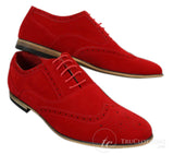 Patron 238 Muške brogue cipele od brušene kože, elegantne, crvene, smeđe, tamnoplave, crne, s vezicama, retro