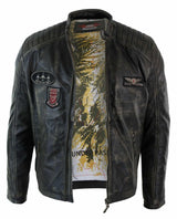 Muška bikerska jakna od prave kože, isprana, Airforce, ležerni kroj, retro vintage stil