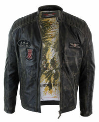 Muška bikerska jakna od prave kože, isprana, Airforce, ležerni kroj, retro vintage stil
