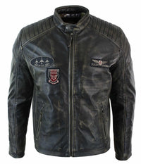 Muška bikerska jakna od prave kože, isprana, Airforce, ležerni kroj, retro vintage stil