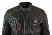 Muška bikerska jakna od prave kože, isprana, Airforce, ležerni kroj, retro vintage stil