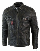 Muška bikerska jakna od prave kože, isprana, Airforce, ležerni kroj, retro vintage stil
