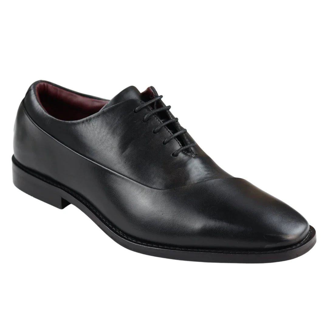 Muške Derby cipele s vezicama od prave kože, elegantne, formalne, klasične, crne