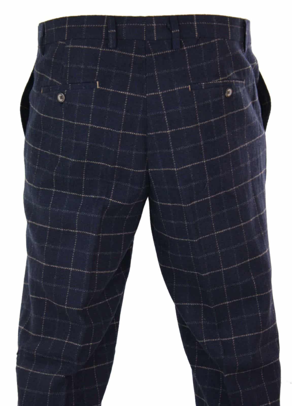 Cavani Shelby - Muške klasične tvid karirane vintage hlače Peaky Blinders