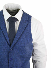 Muški plavi prsluk od tvida, riblja kost, vune, Peaky Blinders, vintage retro