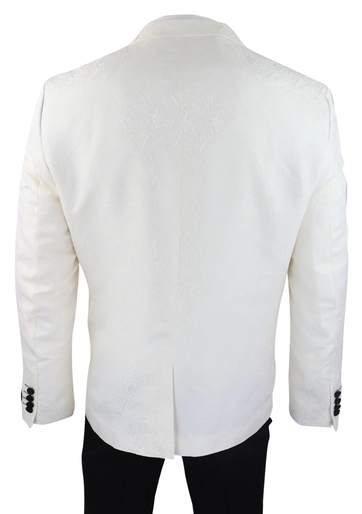 Muški Paisley Tuxedy Blazer i prsluk Brocade smoking sako satenaste boje slonovače crne