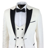 Muški Paisley Tuxedy Blazer i prsluk Brocade smoking sako satenaste boje slonovače crne