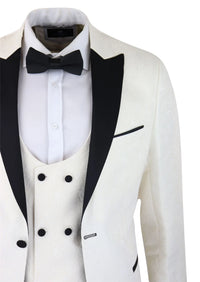 Muški Paisley Tuxedy Blazer i prsluk Brocade smoking sako satenaste boje slonovače crne