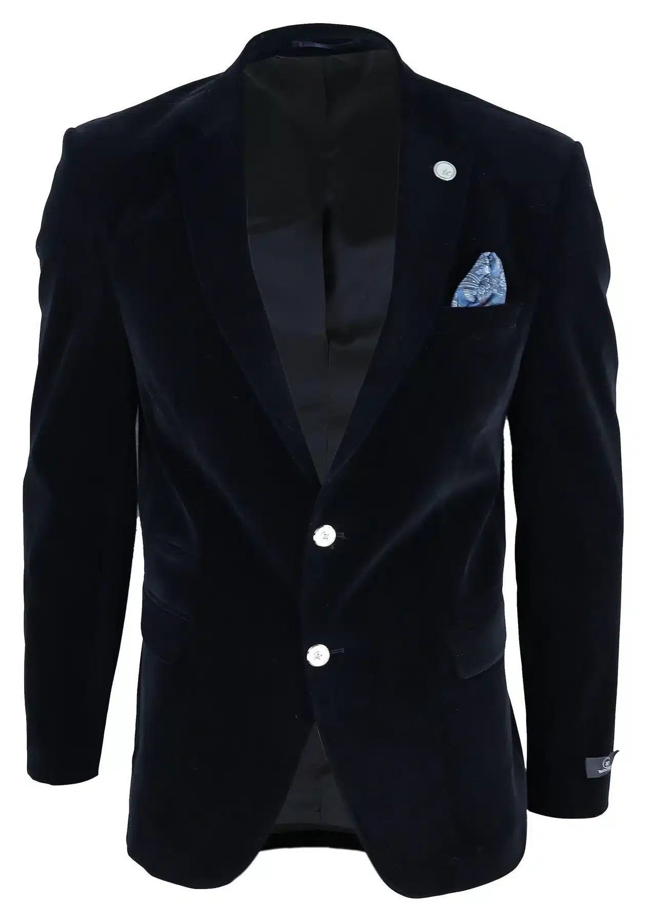 Muški baršunasti sako, sako s 2 gumba, elegantno-ležerno, formalno, krojeno - crno