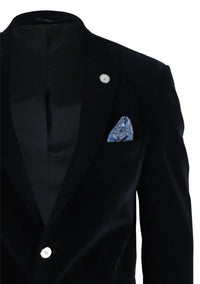 Muški baršunasti sako, sako s 2 gumba, elegantno-ležerno, formalno, krojeno - crno