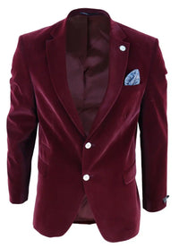 Muški baršunasti sako, sako s 2 gumba, elegantno-ležerno, formalno, krojeno - boja vina