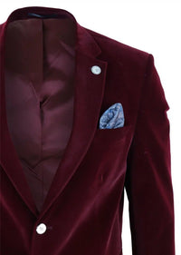 Muški baršunasti sako, sako s 2 gumba, elegantno-ležerno, formalno, krojeno - boja vina