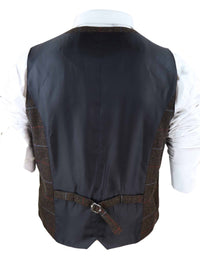 Cavani Tommy - Muški smeđi prsluk od tvida s uzorkom riblje kosti