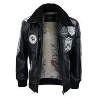 Muška crno-siva Topgun Maverick jakna pilotski bombarder američke značke crni krzneni mačak