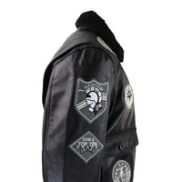 Muška crno-siva Topgun Maverick jakna pilotski bombarder američke značke crni krzneni mačak