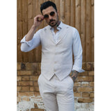 TP-10 - Muško ljetno odijelo, prsluk, hlače, lan, svečano, krem, bež, vjenčanje