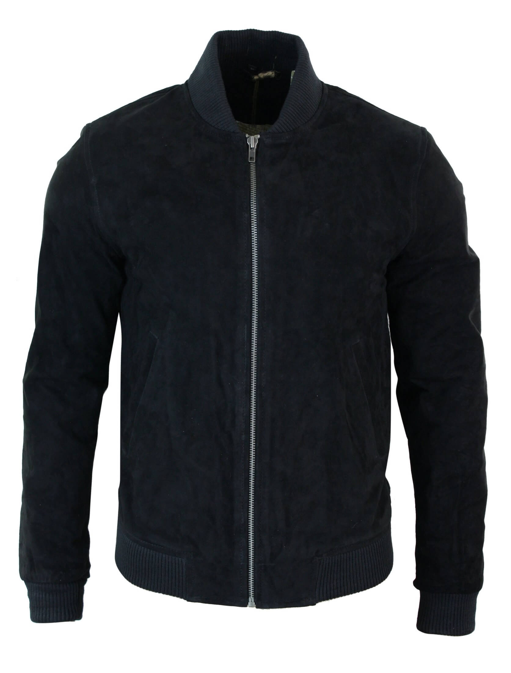 Muška bomber jakna od prave kože s antilopom, klasična retro vintage, crna