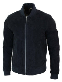 Muška bomber jakna od prave kože s antilopom, klasična retro vintage, crna