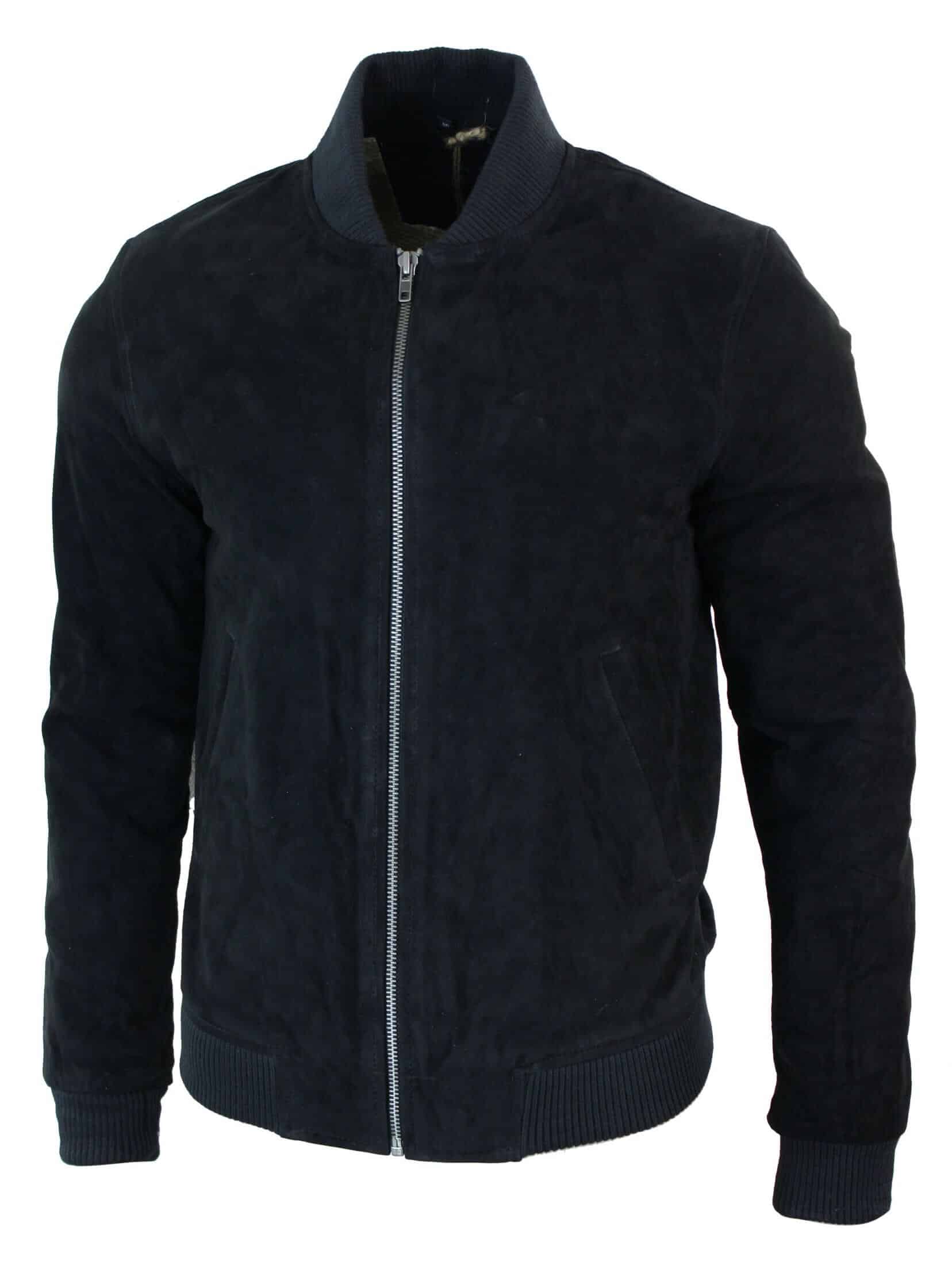 Muška bomber jakna od prave kože s antilopom, klasična retro vintage, crna