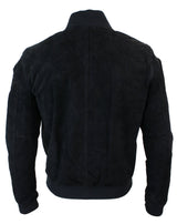 Muška bomber jakna od prave kože s antilopom, klasična retro vintage, crna