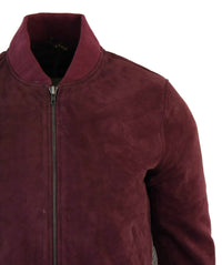 Muška bomber jakna od prave kože s antilopom, klasična retro vintage, bordo