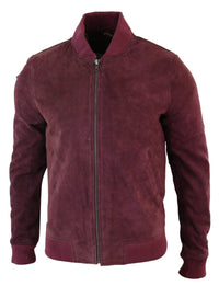 Muška bomber jakna od prave kože s antilopom, klasična retro vintage, bordo