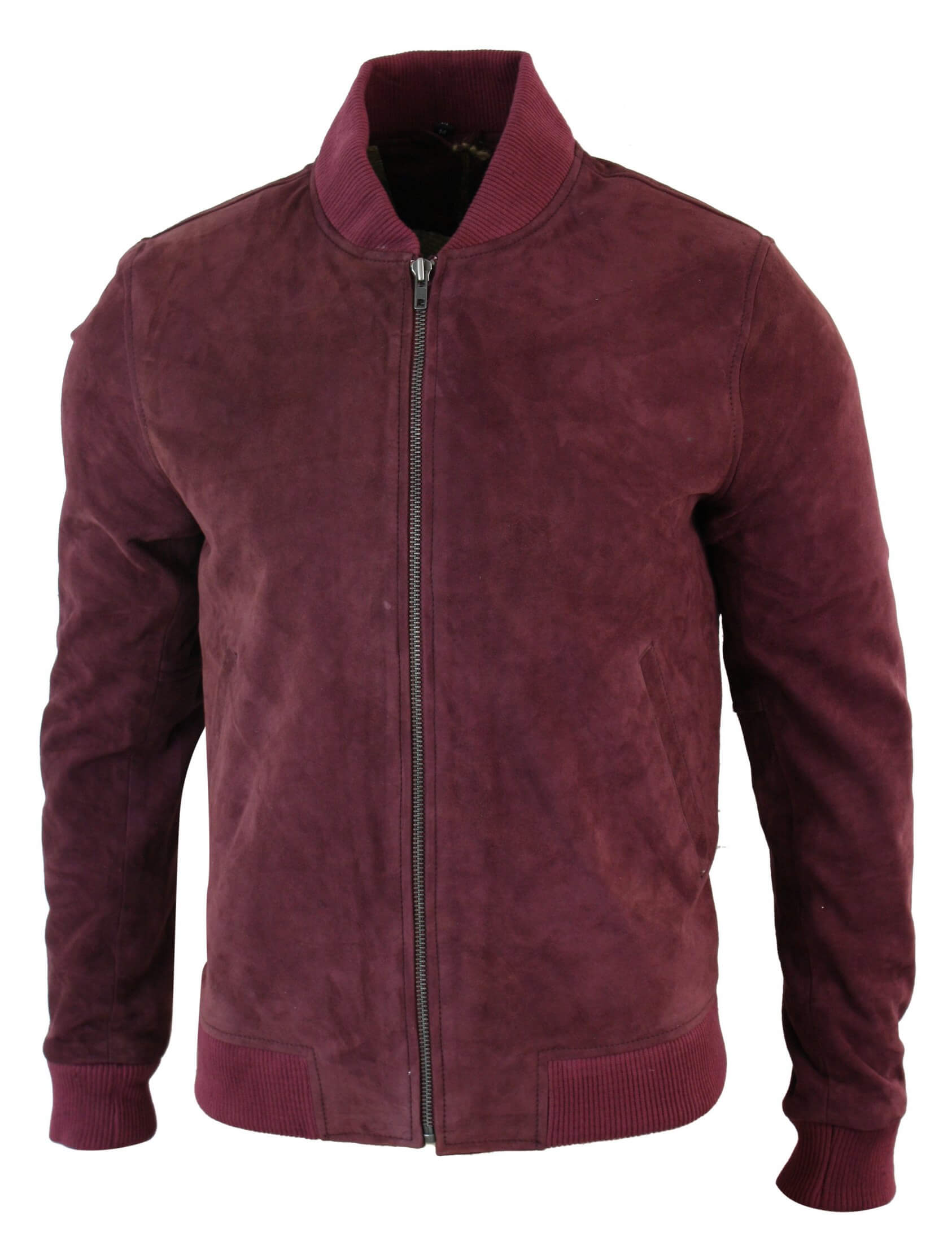 Muška bomber jakna od prave kože s antilopom, klasična retro vintage, bordo