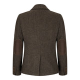 Ženski tvid sako s uzorkom riblje kosti, smeđi, vintage krojeni, klasični, elegantni, iz 1920-ih