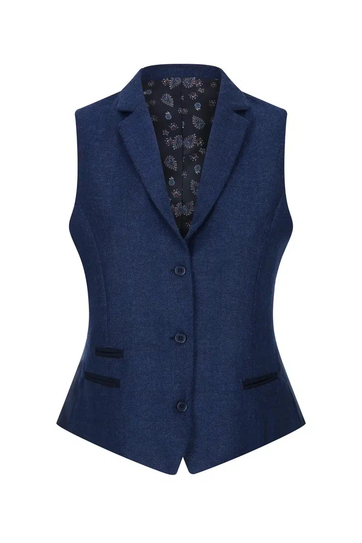 Ženski tvid prsluk s uzorkom riblje kosti, tamnoplavi, vintage, klasični Gatsby Blinders iz 1920-ih