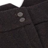 Ženske tvid hlače s uzorkom riblje kosti, smeđe, vintage krojene, klasične i elegantne iz 1920-ih