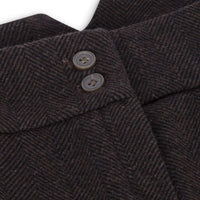 Ženske tvid hlače s uzorkom riblje kosti, smeđe, vintage krojene, klasične i elegantne iz 1920-ih