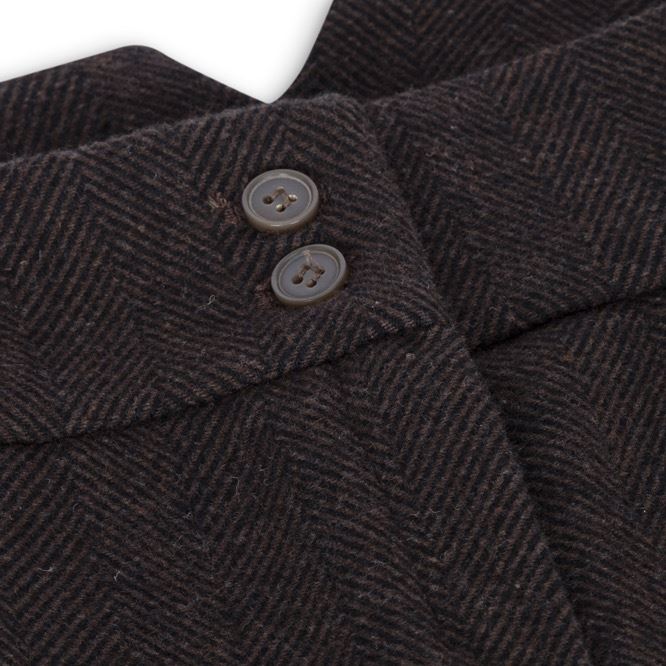 Ženske tvid hlače s uzorkom riblje kosti, smeđe, vintage krojene, klasične i elegantne iz 1920-ih
