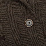 Ženski tvidasti prsluk s uzorkom riblje kosti, smeđi, vintage stil, klasičan i elegantan, iz 1920-ih