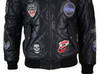 Muška prošivena puhasta jakna od prave kože, Varsity Baseball Bomber, Letterman, značka