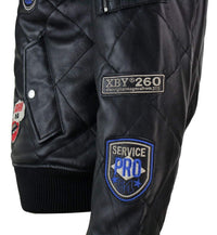 Muška prošivena puhasta jakna od prave kože, Varsity Baseball Bomber, Letterman, značka