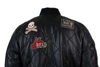 Muška prošivena puhasta jakna od prave kože, Varsity Baseball Bomber, Letterman, značka